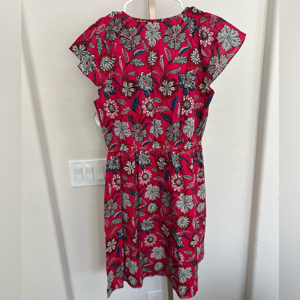 Talbots Flutter Sleeve Fit & Flare Dress Pink Beautiful Botanical NWT - Picture 6 of 8